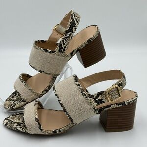 Ann Taylor Factory Beige and Snake Print chunky heels